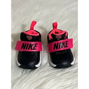 NIKE TODDLER TEAM HUSTLE D 8 TD BLACK RACER 881943-002 PINK & WHITE(JGU23)